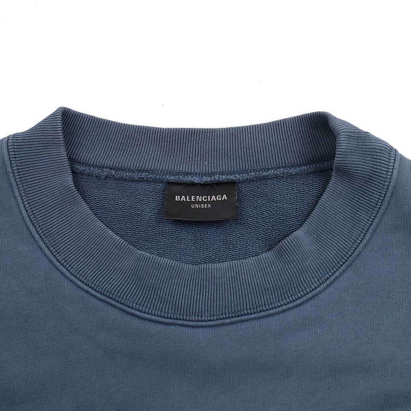 Balenciaga 22aw Vintage Wash Embroidered Sweatshirt 697869 Tnvg8 Blue L