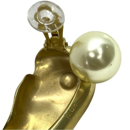 Christian DIOR Ear Cuff Earrings Earring Accessories Pearl GP Gold White For