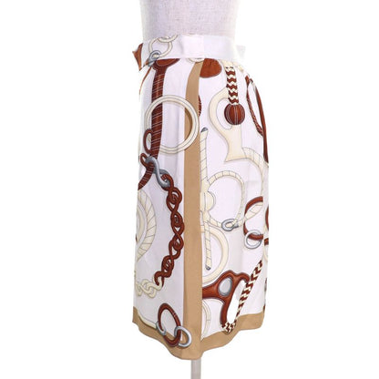 Hermes 2024 4e0331dv Panoplie Tout Cuir 100% Silk Printed Short Pleated Skirt