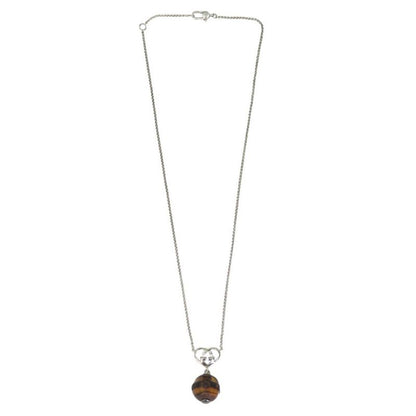 Gucci Interlocking G Heart Pendant Necklace Silver 925 Wooden Bamboo 0530gucci