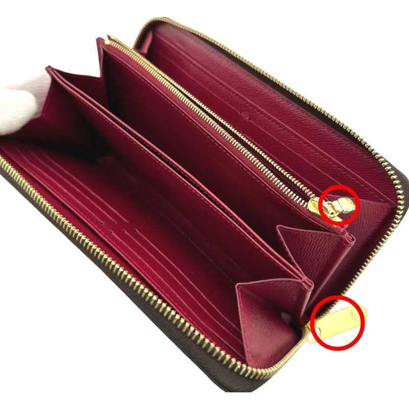 Louis Vuitton M41895 Monogram Round Zipper Fuchsia Long Wallet Louis Vuitton