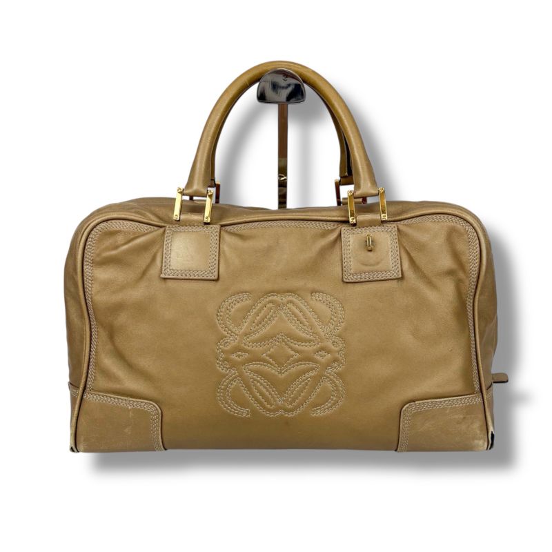 Loewe Amazona 36 Handbag Mini Boston Bag Anagram Logo Stitching Gold Nappaleathe