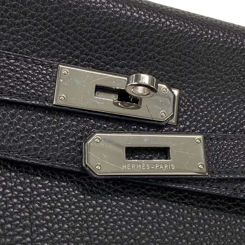 Hermes Handbag Kelly 32 Black Outside Stitching/silver Hardware