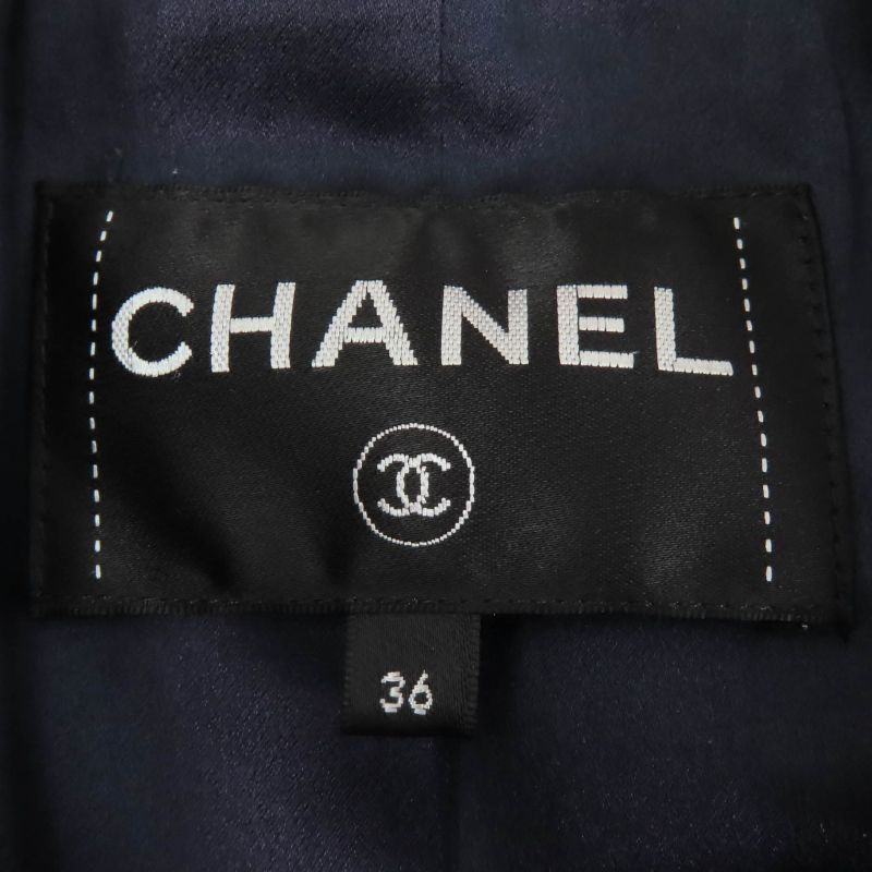 CHANEL P59081v39106 Wool Hexagonal Coco Button Sailor Collar Zigzag Pattern