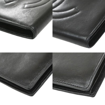 Chanel Long Wallet CC Black Leather Bifold Wallet 77ka922