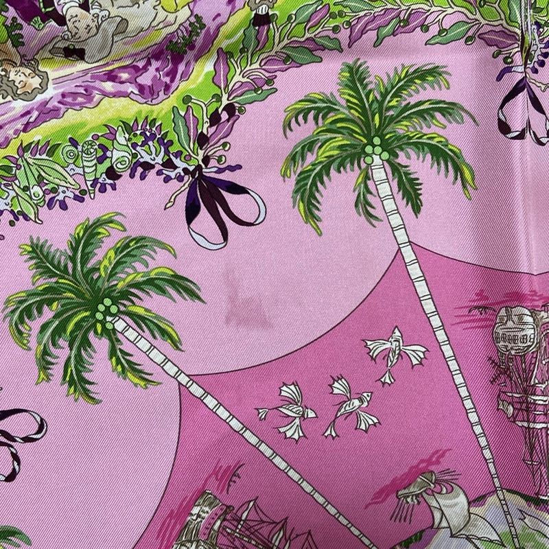 Hermes Scarf Carré 90 Light Pink Yellow Green And Multi PER Astra AD Astra
