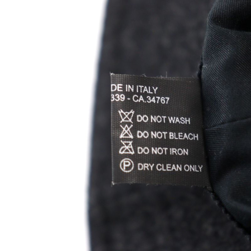 Prada 2hc137 100% Wool Triangle Plate Triangle Logo Bucket Hat Dark Gray M Made