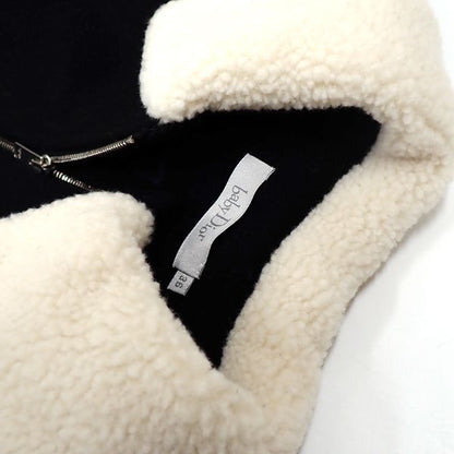 Baby Dior Boa Jacket 36 Black Wool Kids Jumper Zip Up Christian Dior Baby Dior