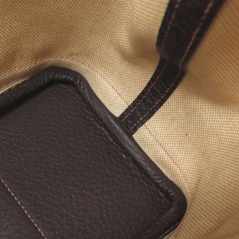 Hermes Garden Party TPM Marron Silver Hardware Handbag Toile Women