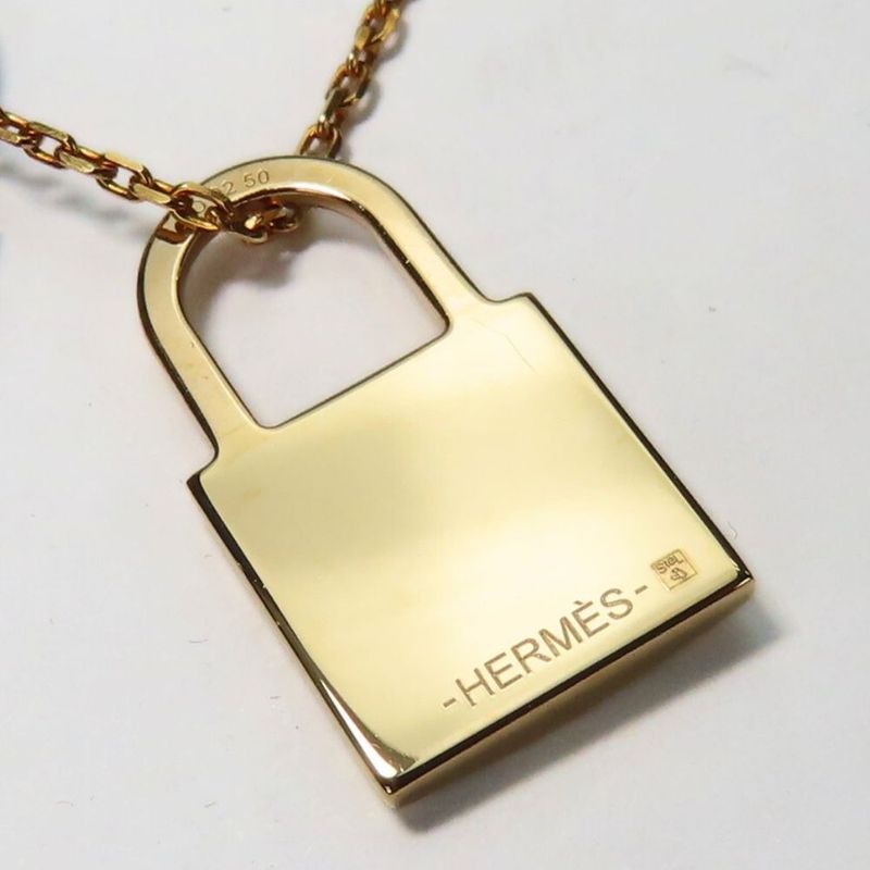 Hermes Necklace Eau Kelly PM Metal Swift Pink Gold Rose Mexico Cadenas Pendant