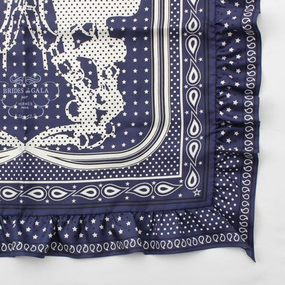 Hermes Carre 65 Brides De GALA Ceremonial Horse Maitre D'oeil Ruffled Scarf Navy