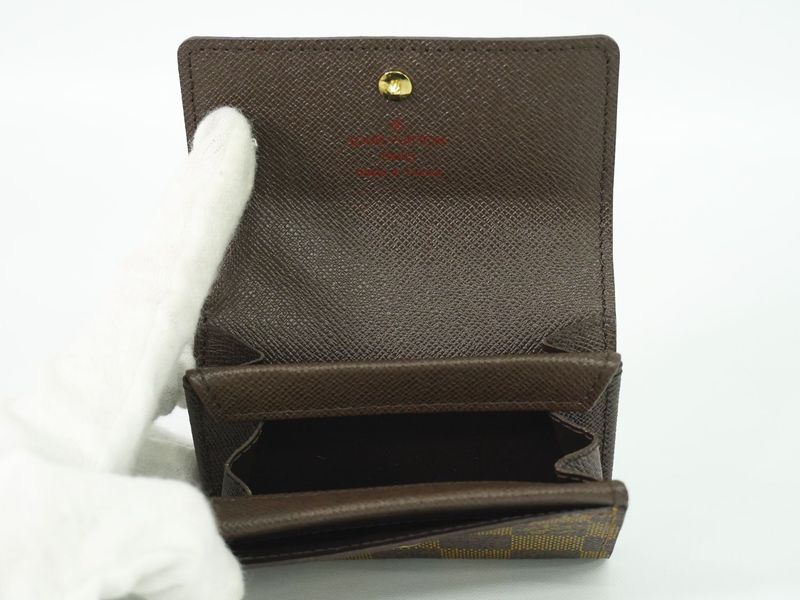 Authentic Louis Vuitton LV Porte Monnaie Pla Damier Ebène Coin Case Coin Case