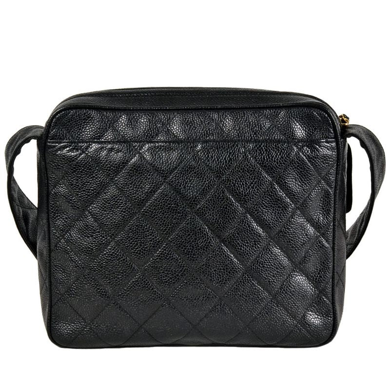 Chanel Coco Mark Matelasse Chain Shoulder Bag Caviar Skin Black Gold Hardware