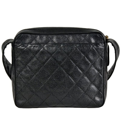 Chanel Coco Mark Matelasse Chain Shoulder Bag Caviar Skin Black Gold Hardware