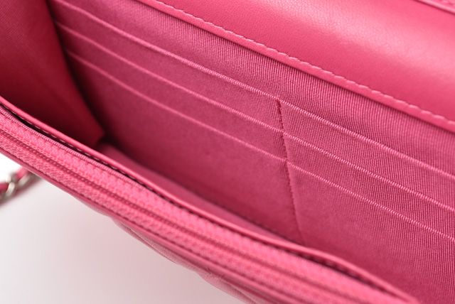 Chanel Chain Wallet Shoulder Bag Long Wallet Clutch Chanel Lambskin Pink Silver