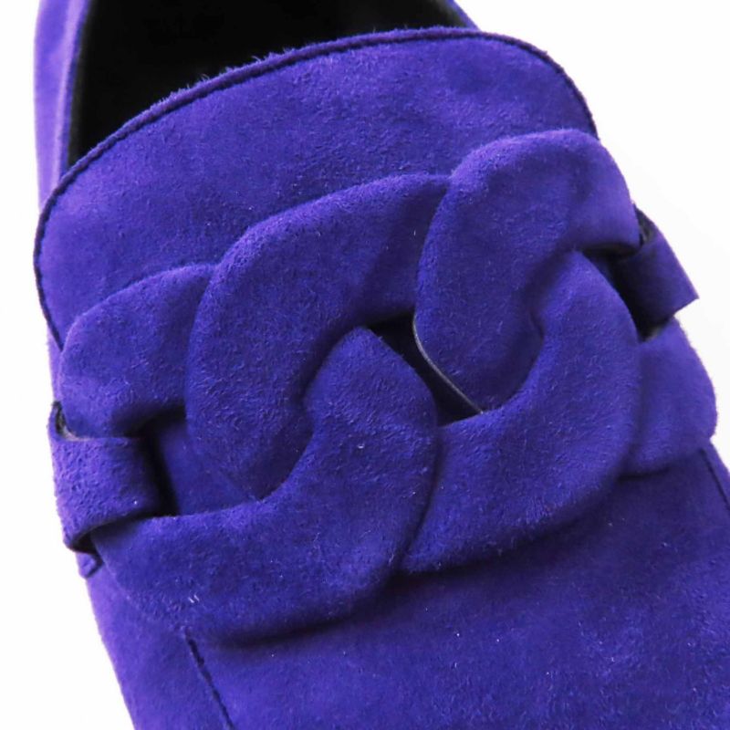 Hermes 232012z Honest Moccasin Suede Leather Loafer Purple 36 Storage With Bag