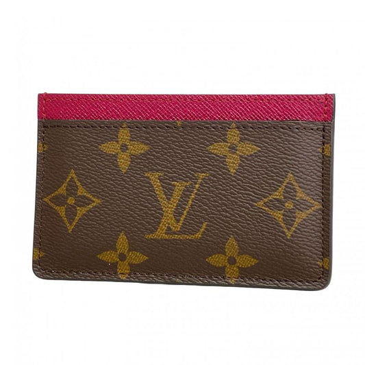 Louis Vuitton Card Case Monogram Porte Carthusanple M60703 Brown Fuchsia Ladies
