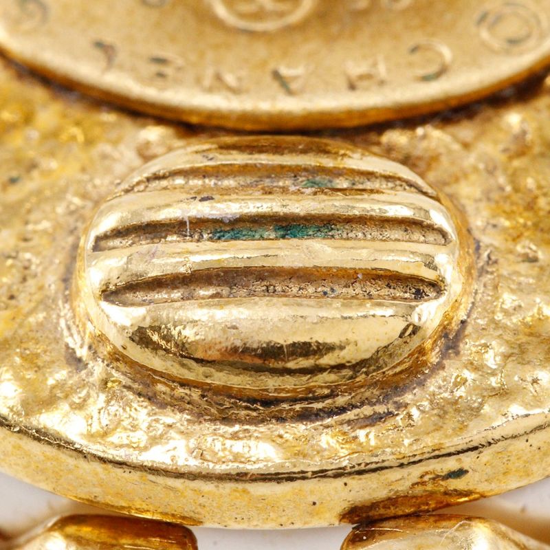 Chanel Coco Mark Vintage Gold Plated And Faux Pearl 95P Ladies 31g Earring