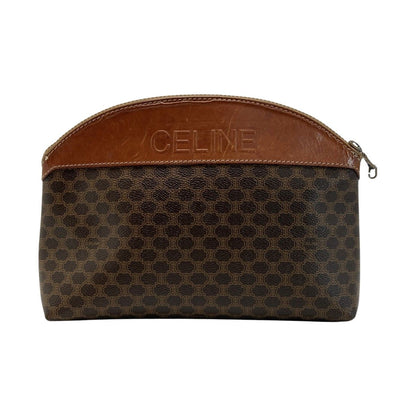 Celine Macadam Pattern Logo Embossed Clutch Bag Brown Second Bag Vintage
