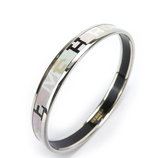 Hermes Bangle Emile PM Enamel Metal Multicolor Light Gray Silver Hardware