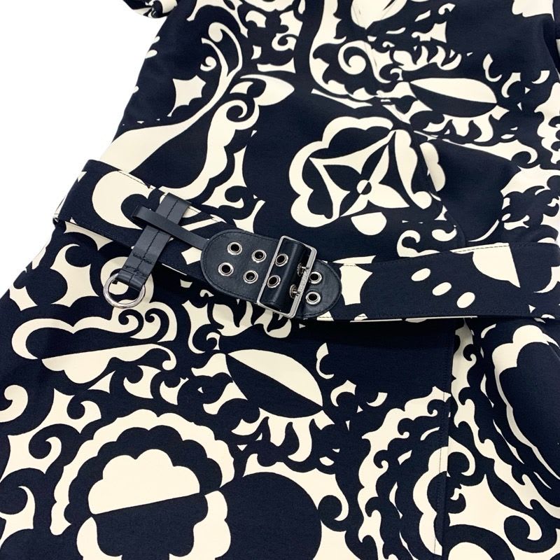 Louis Vuitton Dress Wool Ivory Black Monogram Flower Belt
