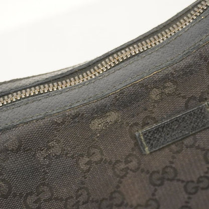 Gucci Shoulder Bag GG Canvas 122790 Canvas Black Silver Hardware Women