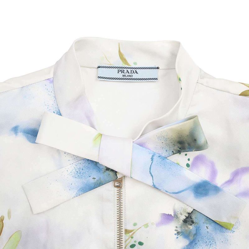 Prada 21ss Flower Silk Jacket P494e 1yhm White 36