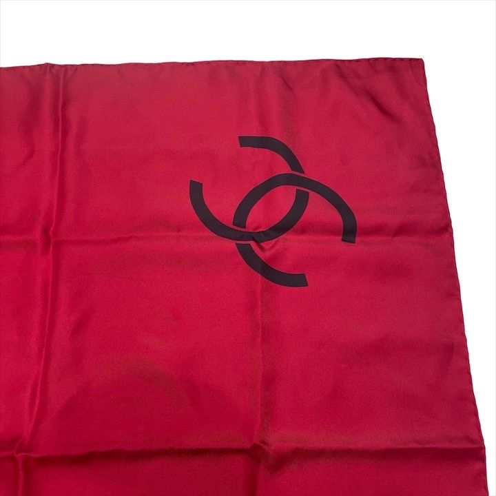 Chanel CC Logo Scarf Large Silk 100% Red