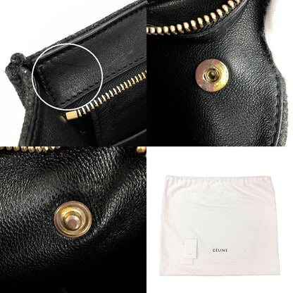 Celine Handbag Trapeze Leather Wool Black Gray Shoulder Women Celine