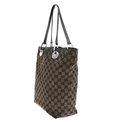 Gucci Tote Bag Canvas Leather Brown 07bs193