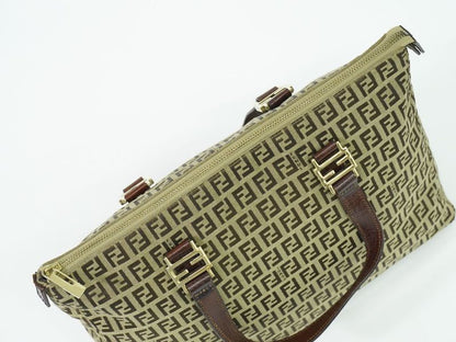 Authentic Fendi Zucchino Tote Handbag Canvas Beige 8bh138 Zucchino Bag Pre-owned