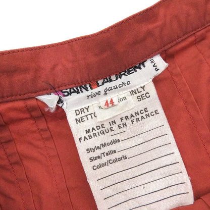 Saint Laurent Paris 80's Vintage Archive Cotton Pleated Long Skirt Red 44 Rare