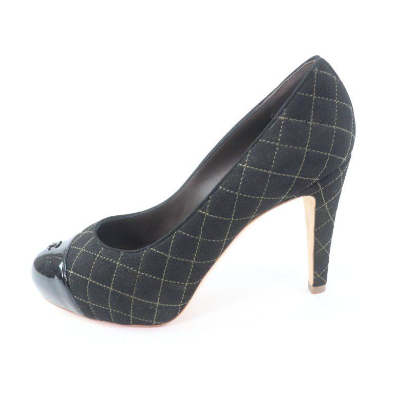 CHANEL G28759 Coco Mark Matelasse Quilted Pumps Black 36.5 With Box And Storage