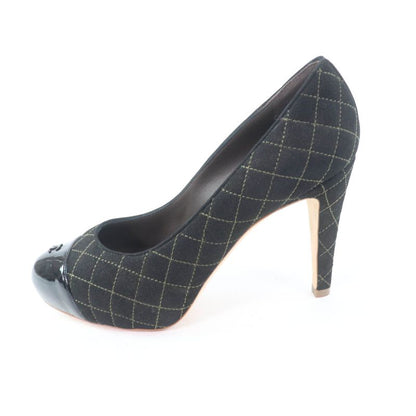 CHANEL G28759 Coco Mark Matelasse Quilted Pumps Black 36.5 With Box And Storage