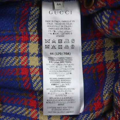 Gucci 20SS 630590 Linen Cotton Checked Embroidered Button Fly Tweed Shorts