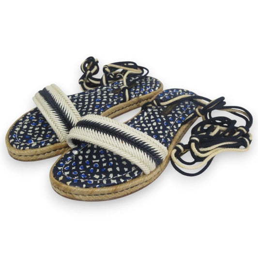 Good Louis Vuitton Shoe Lace Strap Jute Flat Sandals 37 Approx 23.5cm (9.25in)