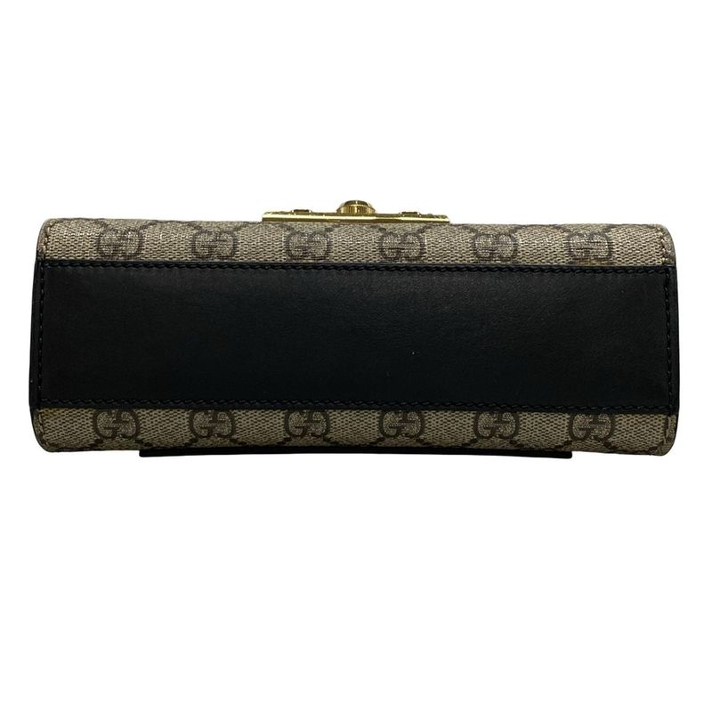 Gucci Shoulder Bag Padlock GG Small 409487 Black X Brown X Multi Chain Shoulder