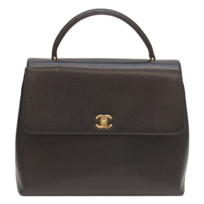 Chanel No 5 Black Caviar Ghardware Top Handle Handbag Black Ladies