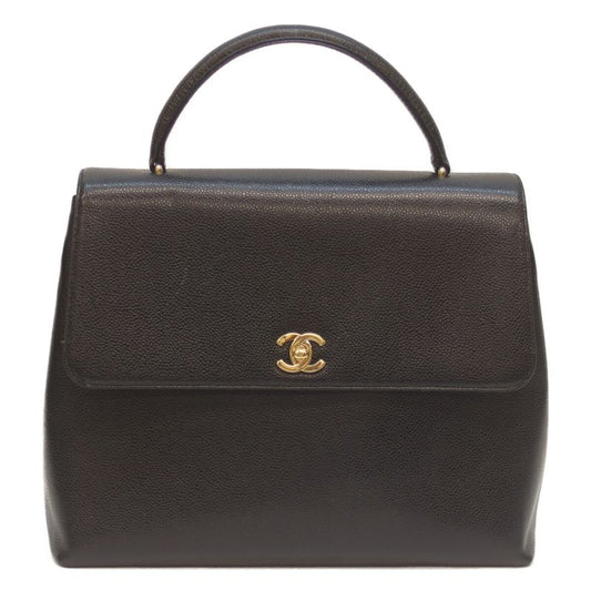 Chanel No 5 Black Caviar Ghardware Top Handle Handbag Black Ladies