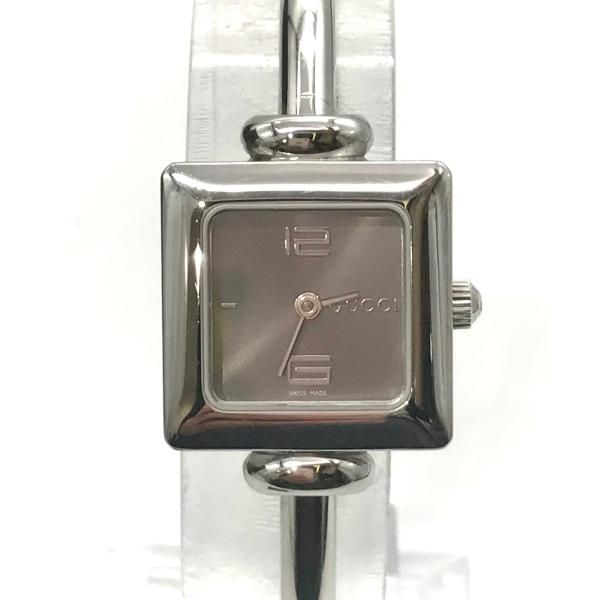 Gucci Square Quartz Silver Dial Bangle Watch
