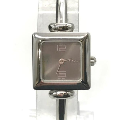 Gucci Square Quartz Silver Dial Bangle Watch