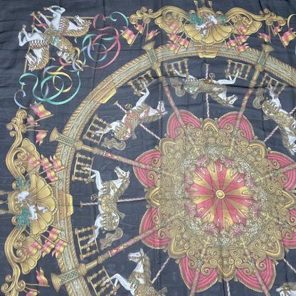 Hermes Carre 140 Large LUNA PARK Amusement Park Scarf Silk Black