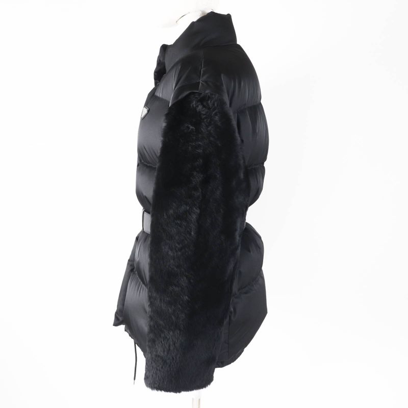 Prada 2023 29l805 Re-nylon 2-way Down Vest/down Jacket With Sleeve Sheep Fur