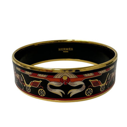 Hermes Bangle Emile GM Ladies Brand GP Black Gold Cloisonne Bangle Fashionable