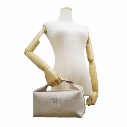 Hermes Brid A Black GM Au-carre Handbag Pouch Seigle Beige Ladies Men's