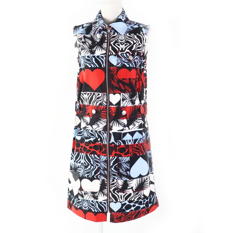 Hermes 23SS 3e0551d1 Wild Print Denim Dress Sleeveless Dress Multi 34 With