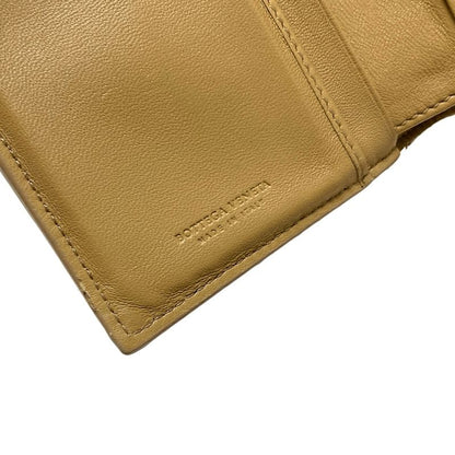 Bottega Veneta Intrecciato Beige Round Zipper Leather Bifold Wallet