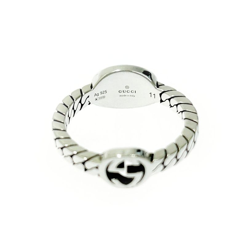 Gucci Silver Interlocking G Ring 3.3g 925 Engraved 399847 Ring