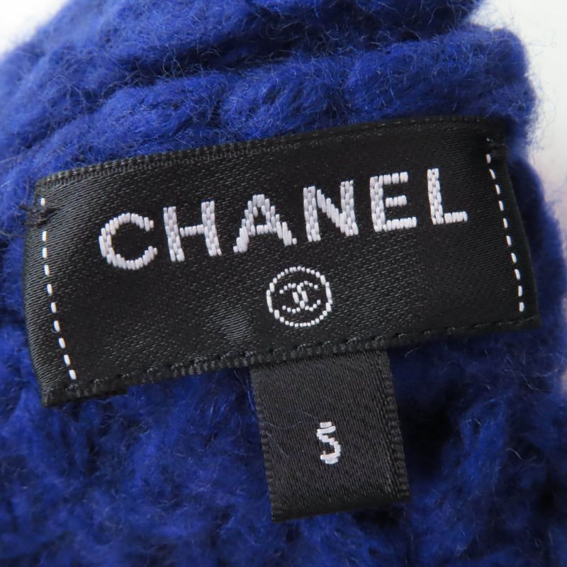 CHANEL P72987k10476 Knit Neck Warmer/arm Warmer 2-piece Set With Coco Mark Blue