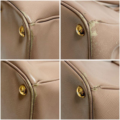 Prada Mini Tote Bag Galleria Pink Beige Triangle Logo Triangle Logo 2way